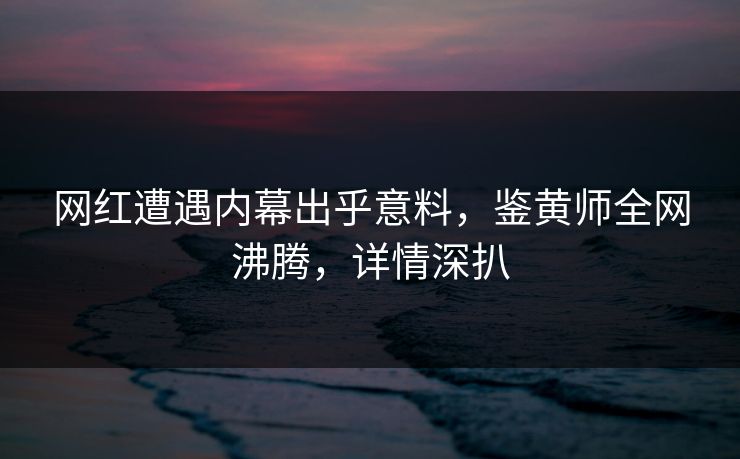 网红遭遇内幕出乎意料，鉴黄师全网沸腾，详情深扒