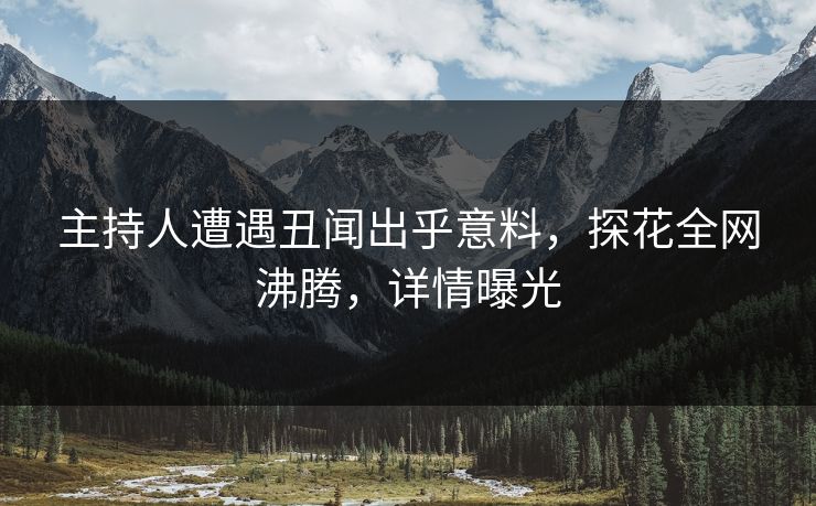 主持人遭遇丑闻出乎意料，探花全网沸腾，详情曝光