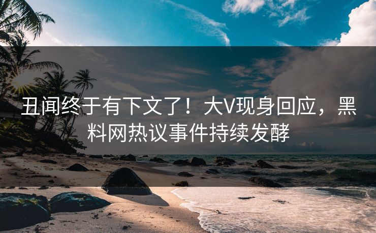 丑闻终于有下文了！大V现身回应，黑料网热议事件持续发酵