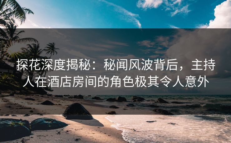 探花深度揭秘：秘闻风波背后，主持人在酒店房间的角色极其令人意外